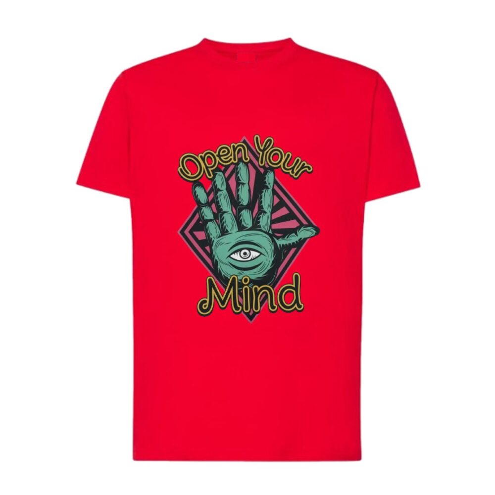 Ανδρικό T-shirt κόκκινο βαμβακερό plus size με χέρι