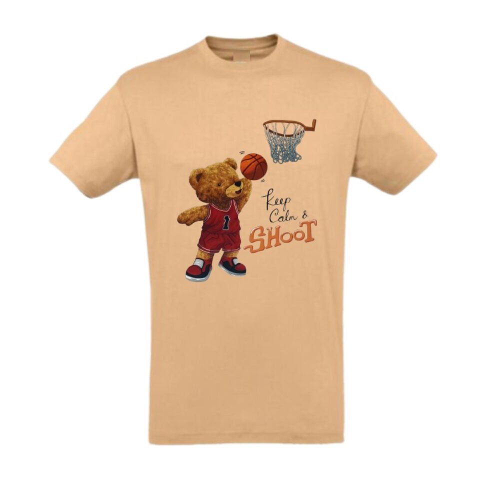 Ανδρικό βαμβακερό καφέ Τ-shirt plus size με αρκουδάκι